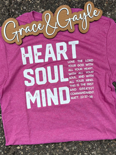 Heart, Soul, Mind Raspberry T