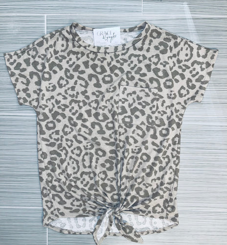 Leopard Tie Front T
