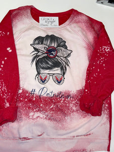 Hockey {Patriots Mom} acid washed Crewneck